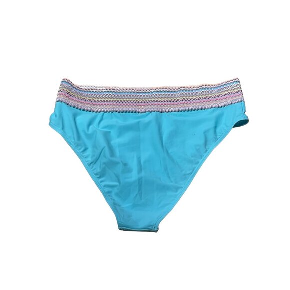 NWOT.Sky Blue Striped Patchwork Spaghetti Strap High Waist Bikini Swimsuit Size - Picture 10 of 11